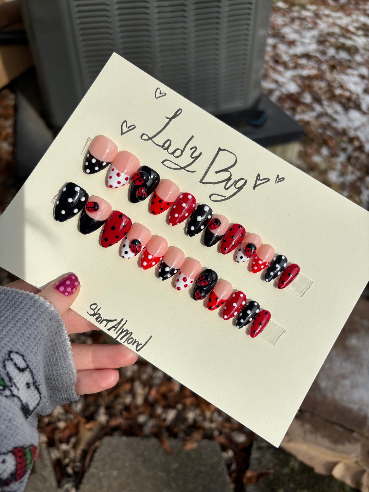 Lady Bug🐞🖤 short almond one size fits all