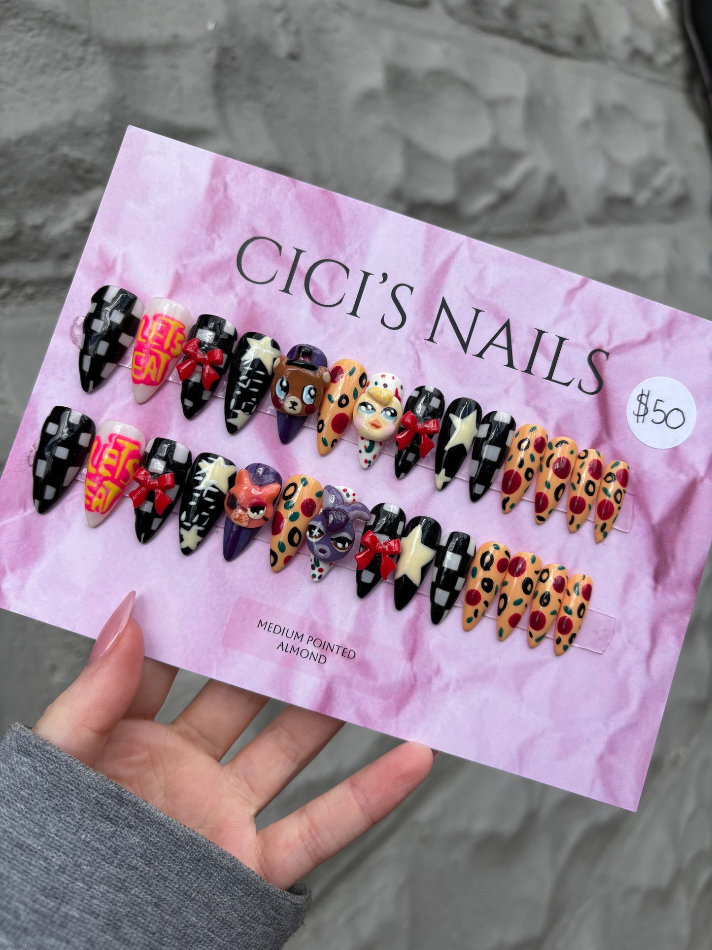 FNAF LPS inspired🍕🩸⭐️ medium pointed almond/stiletto