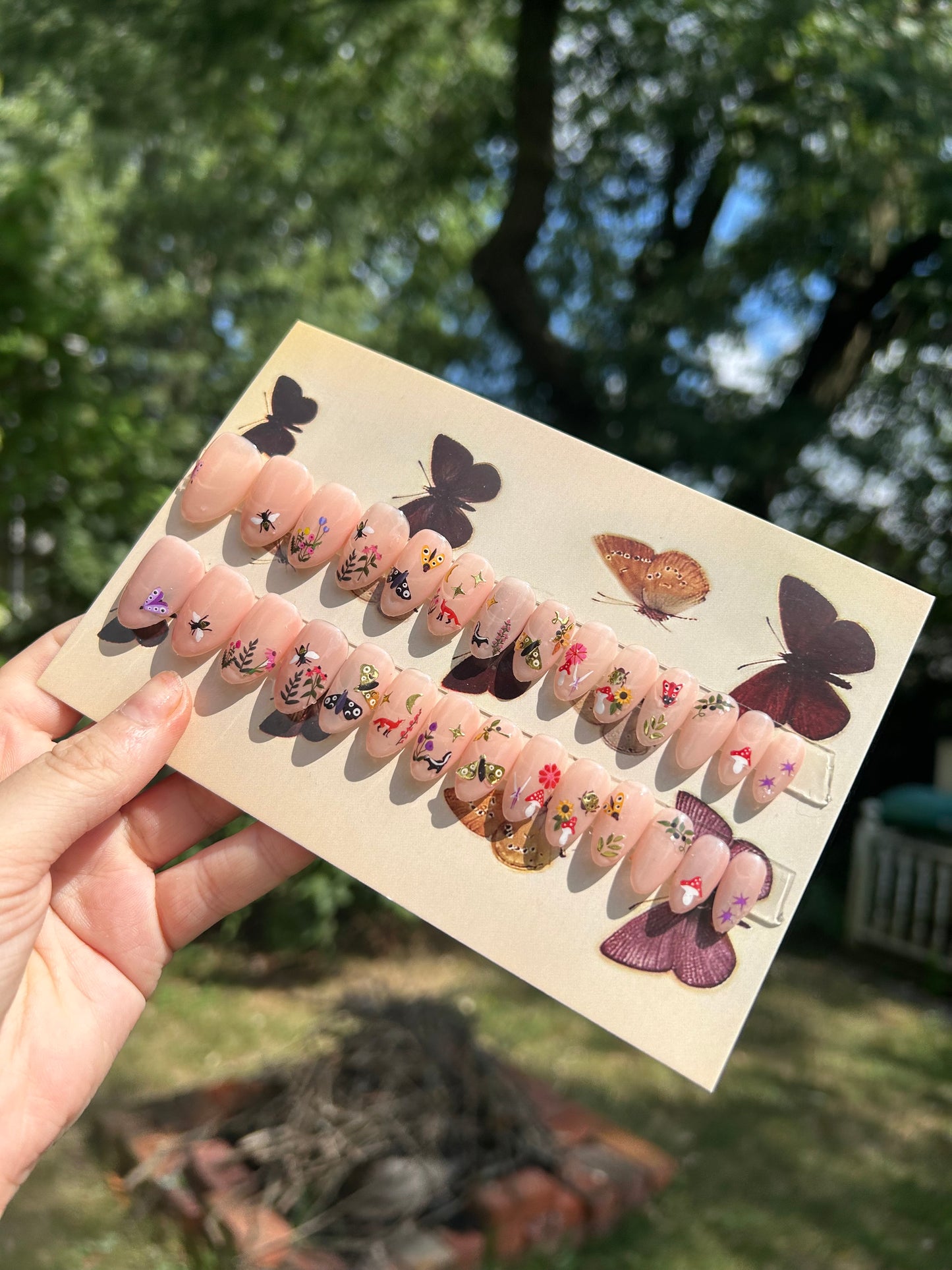 Woodland Creatures🦊🦨🌿 short almond one size fits all