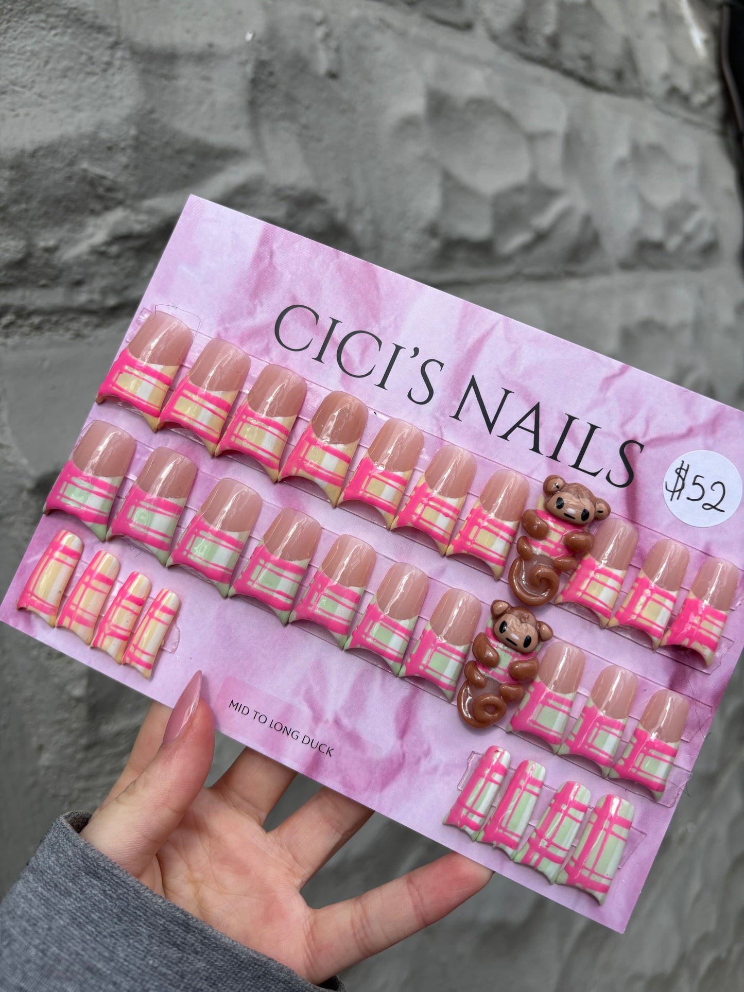 Plaid Monkey Duck nails💕🙉☘️ midlength Duck nails