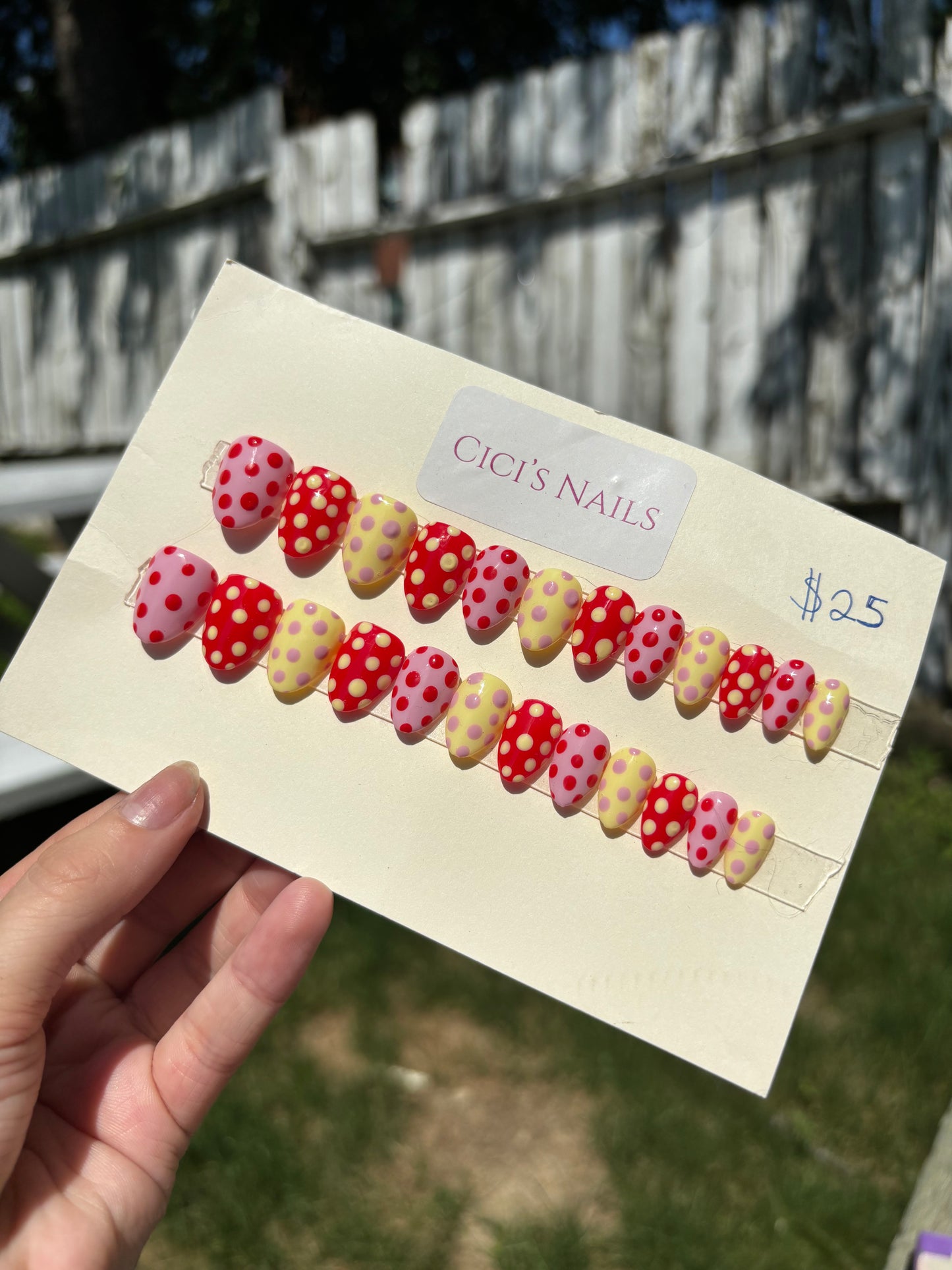 Pink polka dots 💕 extra short almond