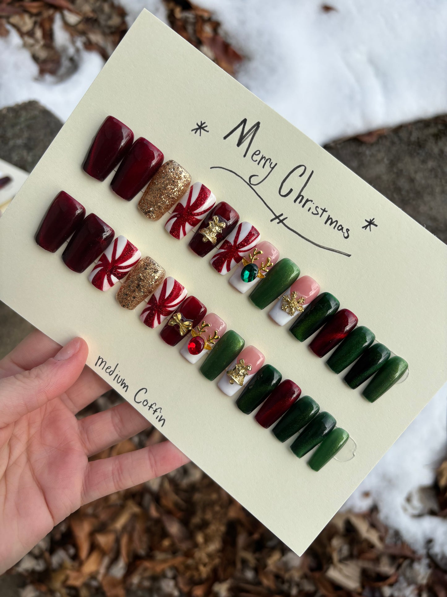 Merry Christmas❤️💚 medium coffin