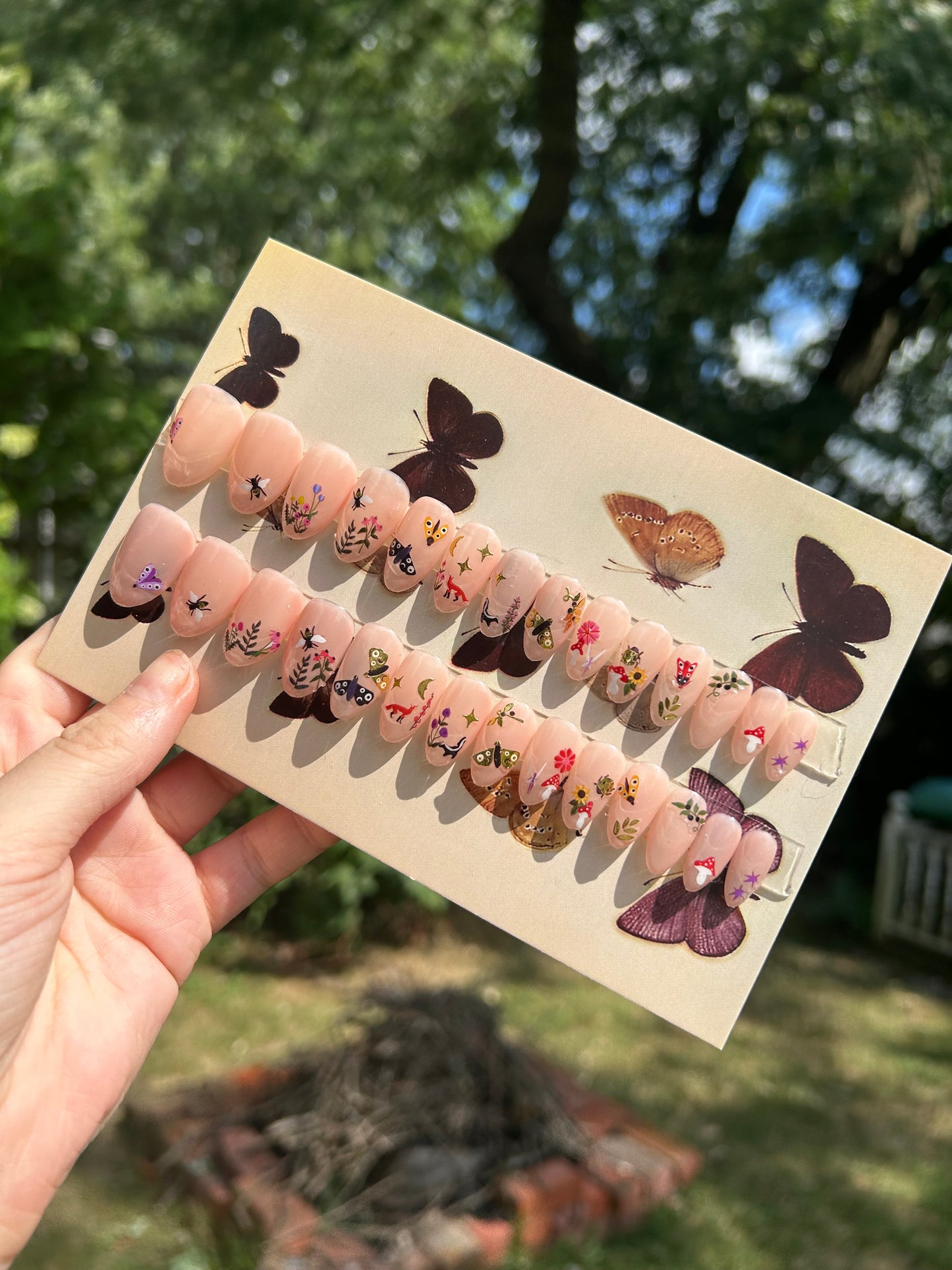 Woodland Creatures🦊🦨🌿 short almond one size fits all
