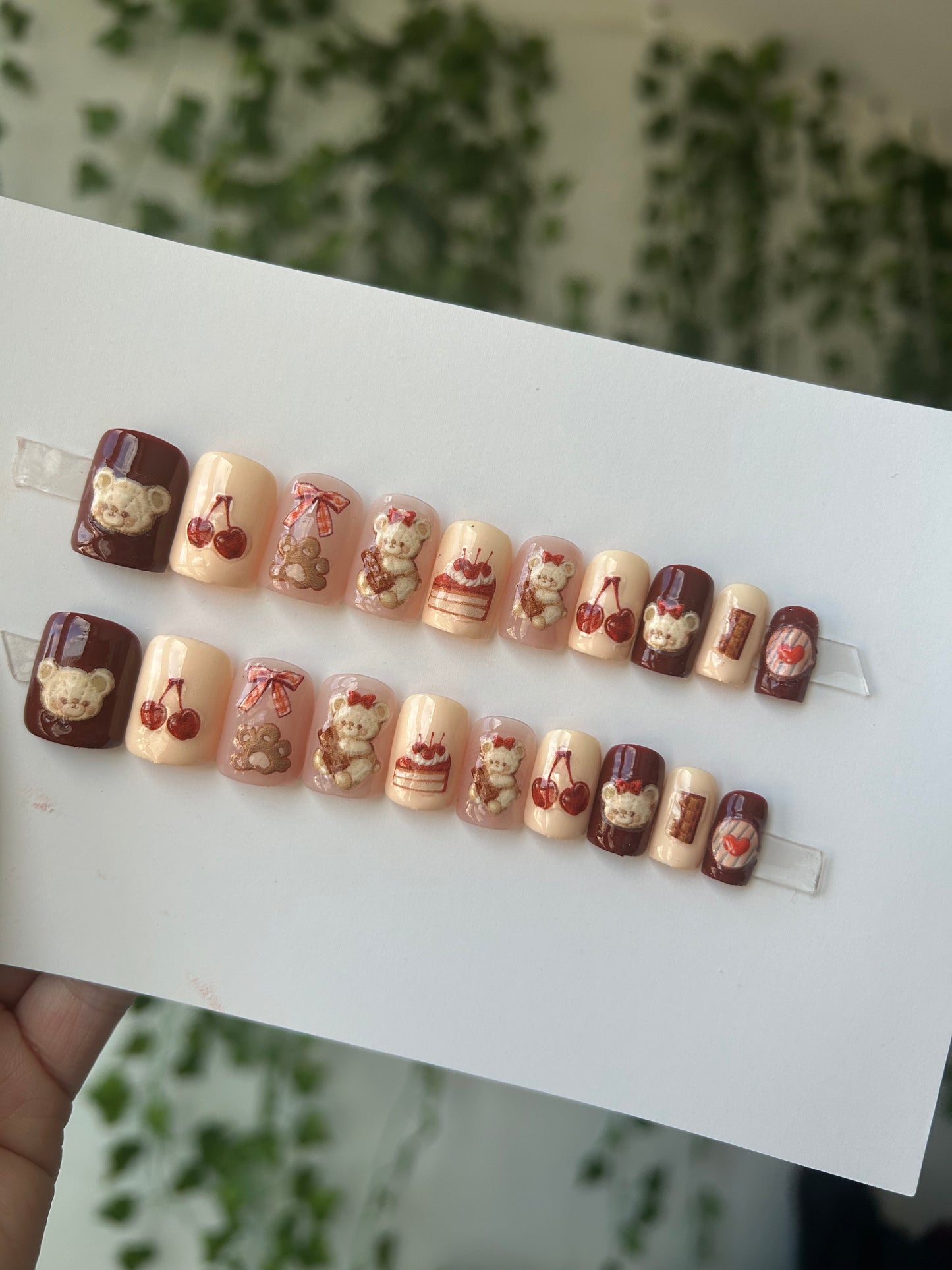 Teddy bear tea party🧸🫖 extra short square one size fits all