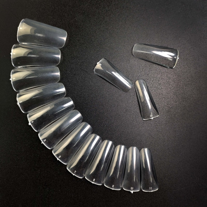 504pcs/bag Duck Feet Nail Tips Full Cover Clear Wide Flare Artificial False Nails Gel Extension System Manicure Accessories