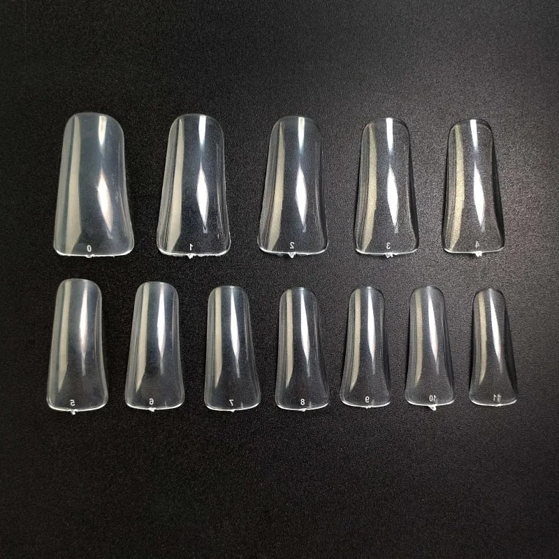 504pcs/bag Duck Feet Nail Tips Full Cover Clear Wide Flare Artificial False Nails Gel Extension System Manicure Accessories