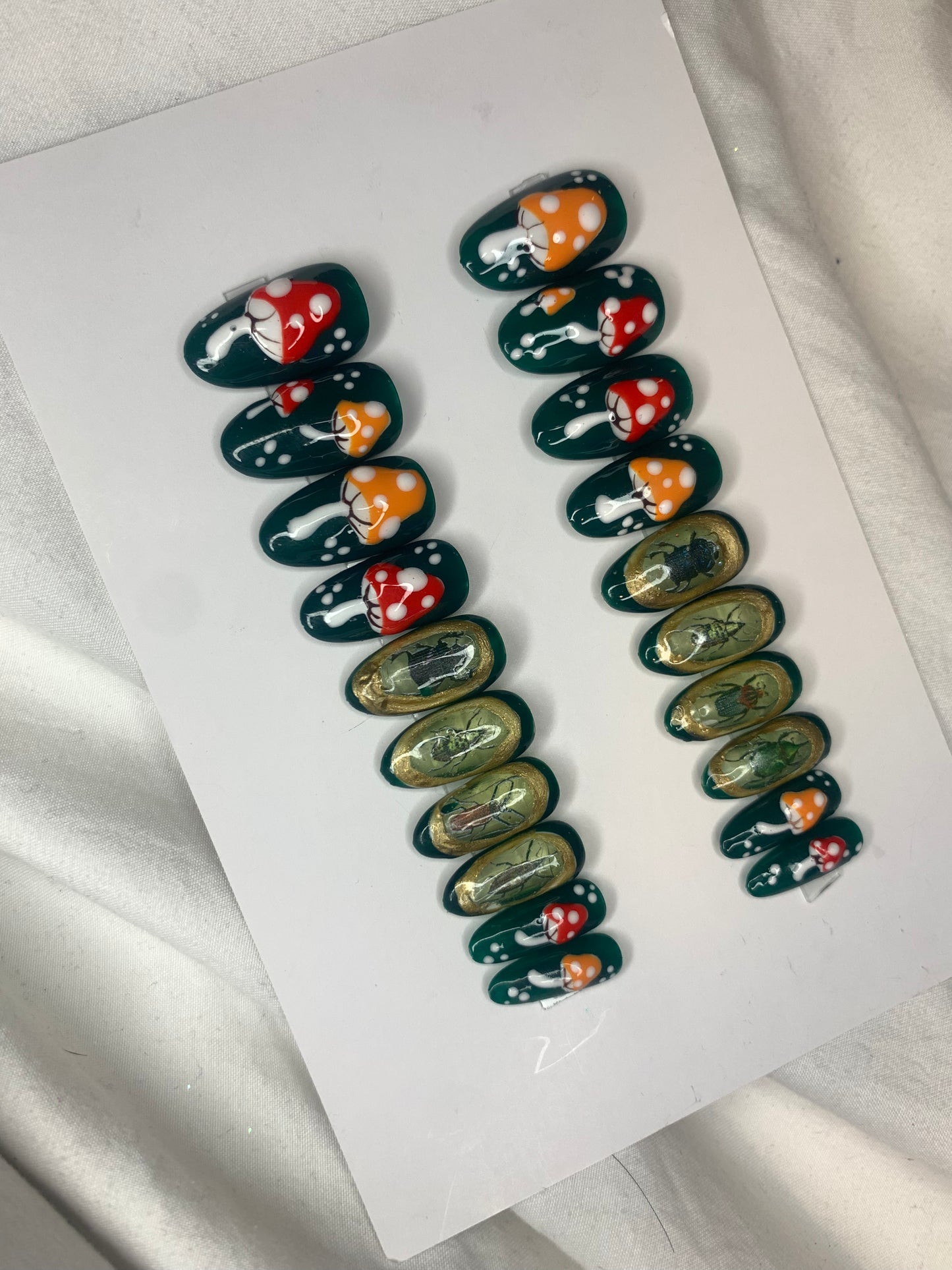 Bugs and mushroom glass🪲🍄💚🔎 medium round one size fits all