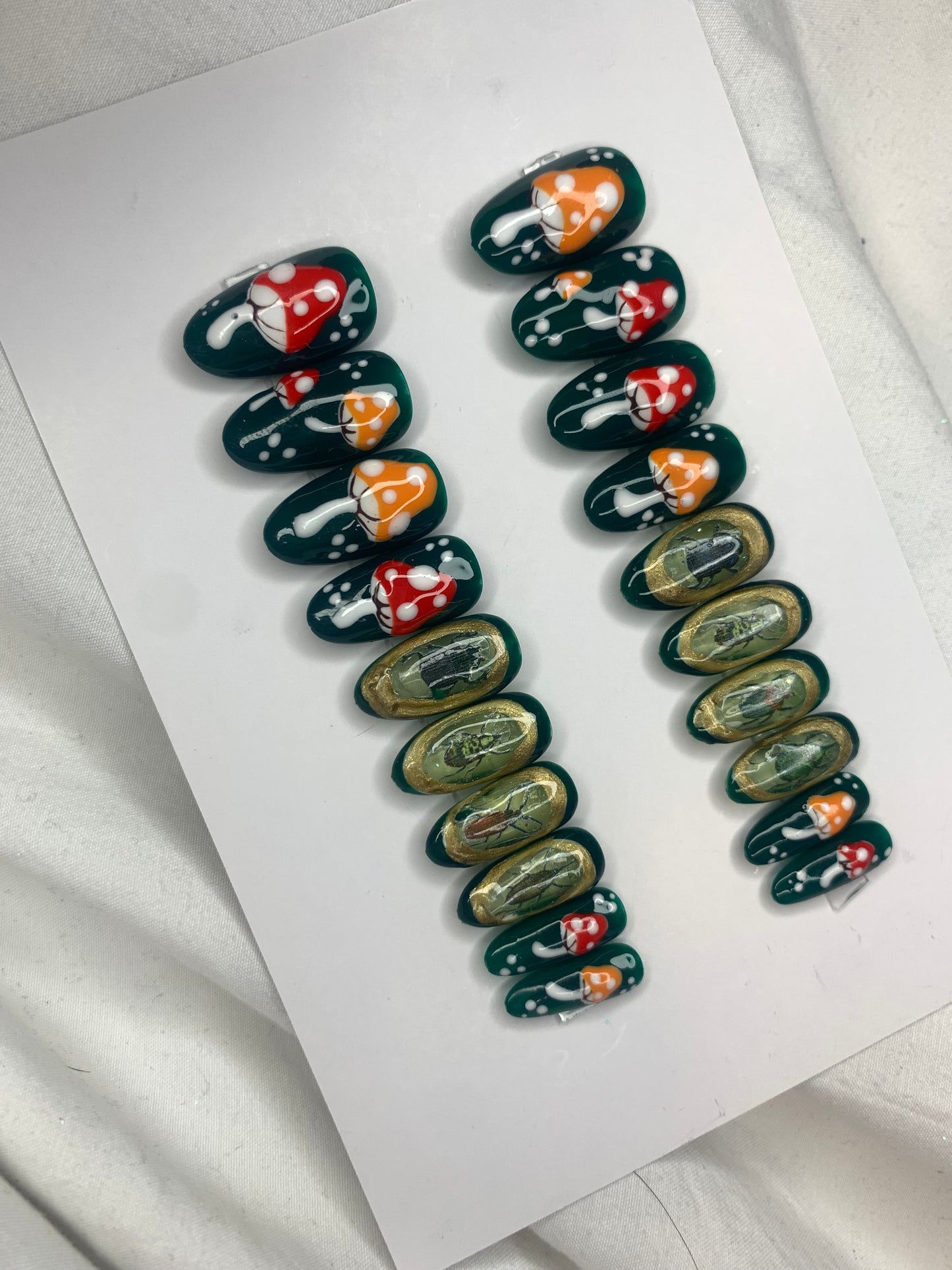 Bugs and mushroom glass🪲🍄💚🔎 medium round one size fits all