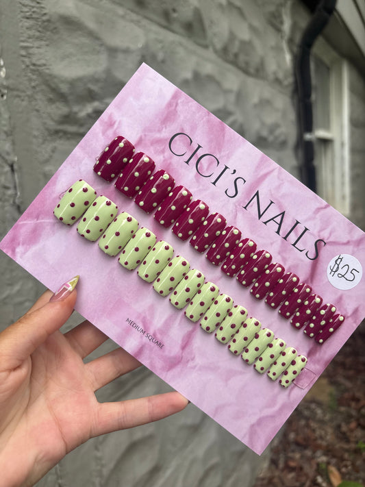 Magenta and mint polka dots🩷🍵 medium square one size fits all