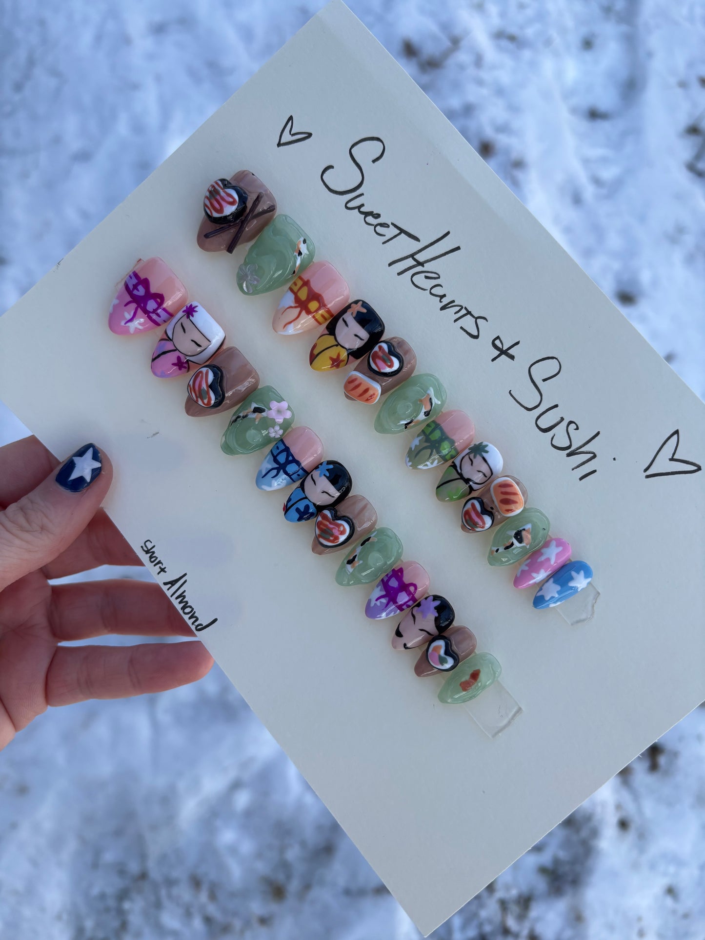 Sweethearts & Sushi🍣🌸 short almond