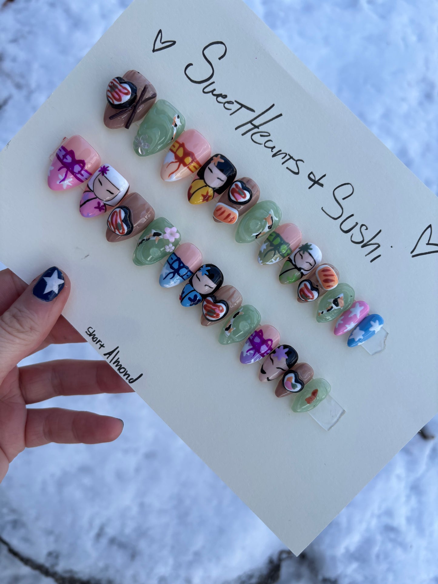 Sweethearts & Sushi🍣🌸 short almond