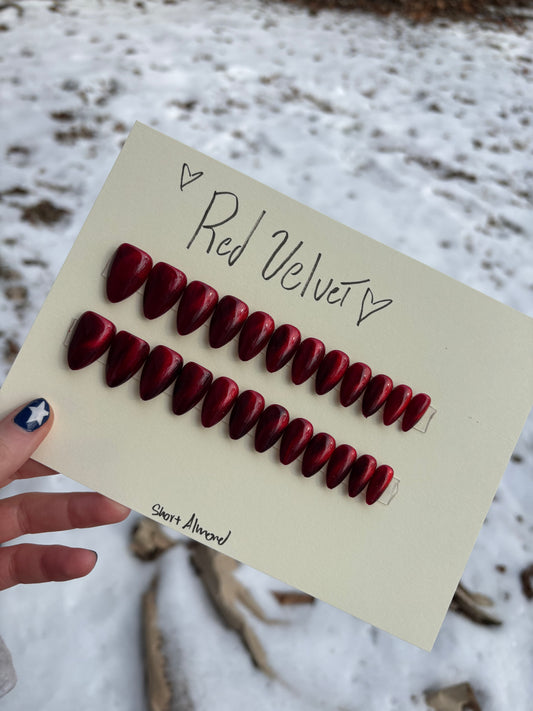 Red velvet ❤️ red cat eye short almond one size fits all