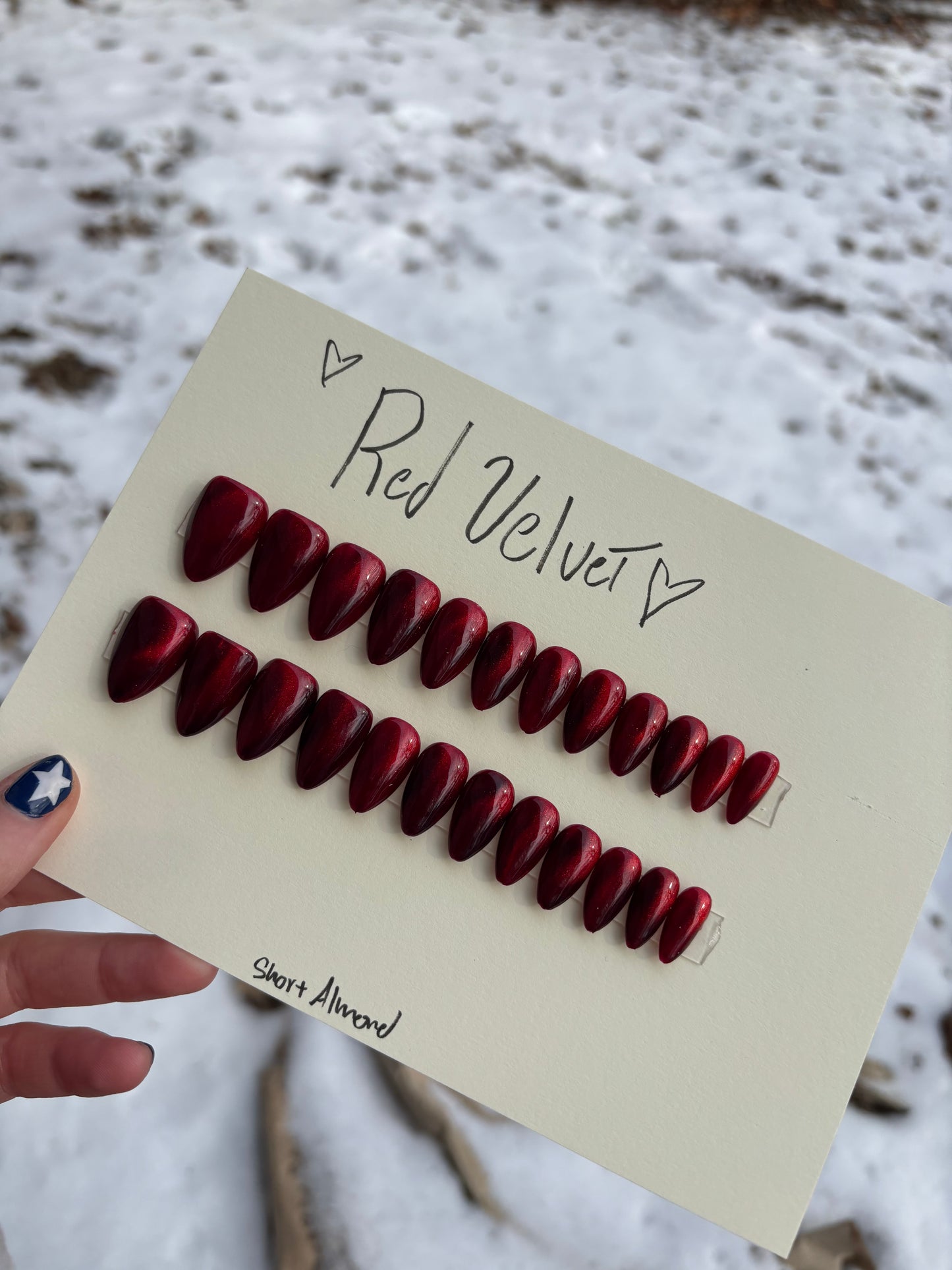 Red velvet ❤️ red cat eye short almond one size fits all