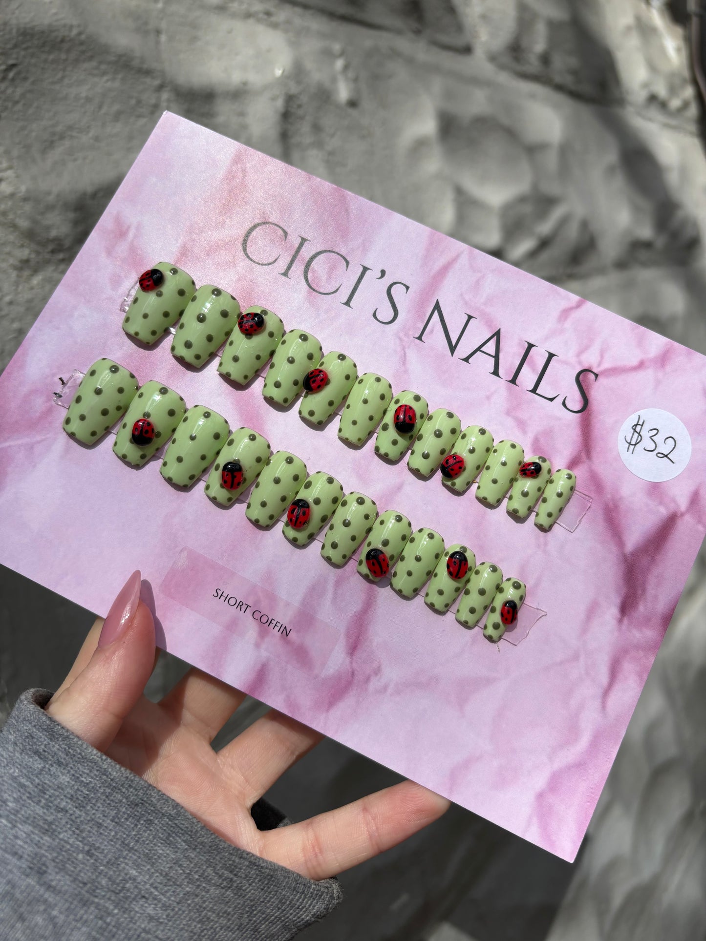 Lady Bugs🐞 short coffin one size fits all