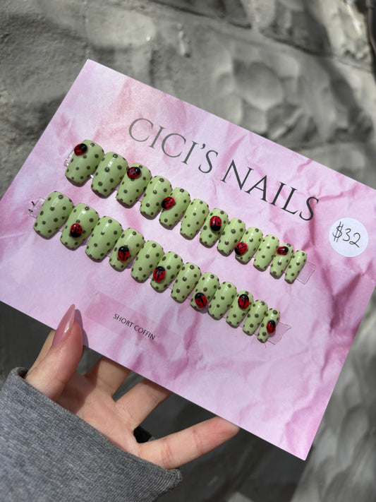 Lady Bugs🐞 short coffin one size fits all