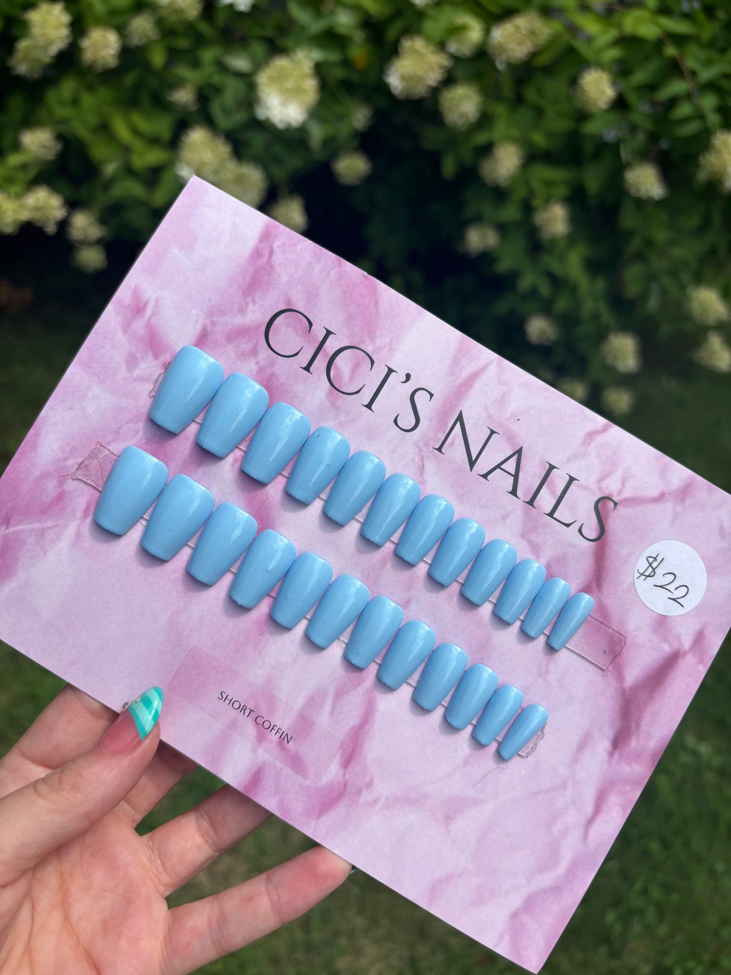 Baby blue🩵 short coffin one size fits all