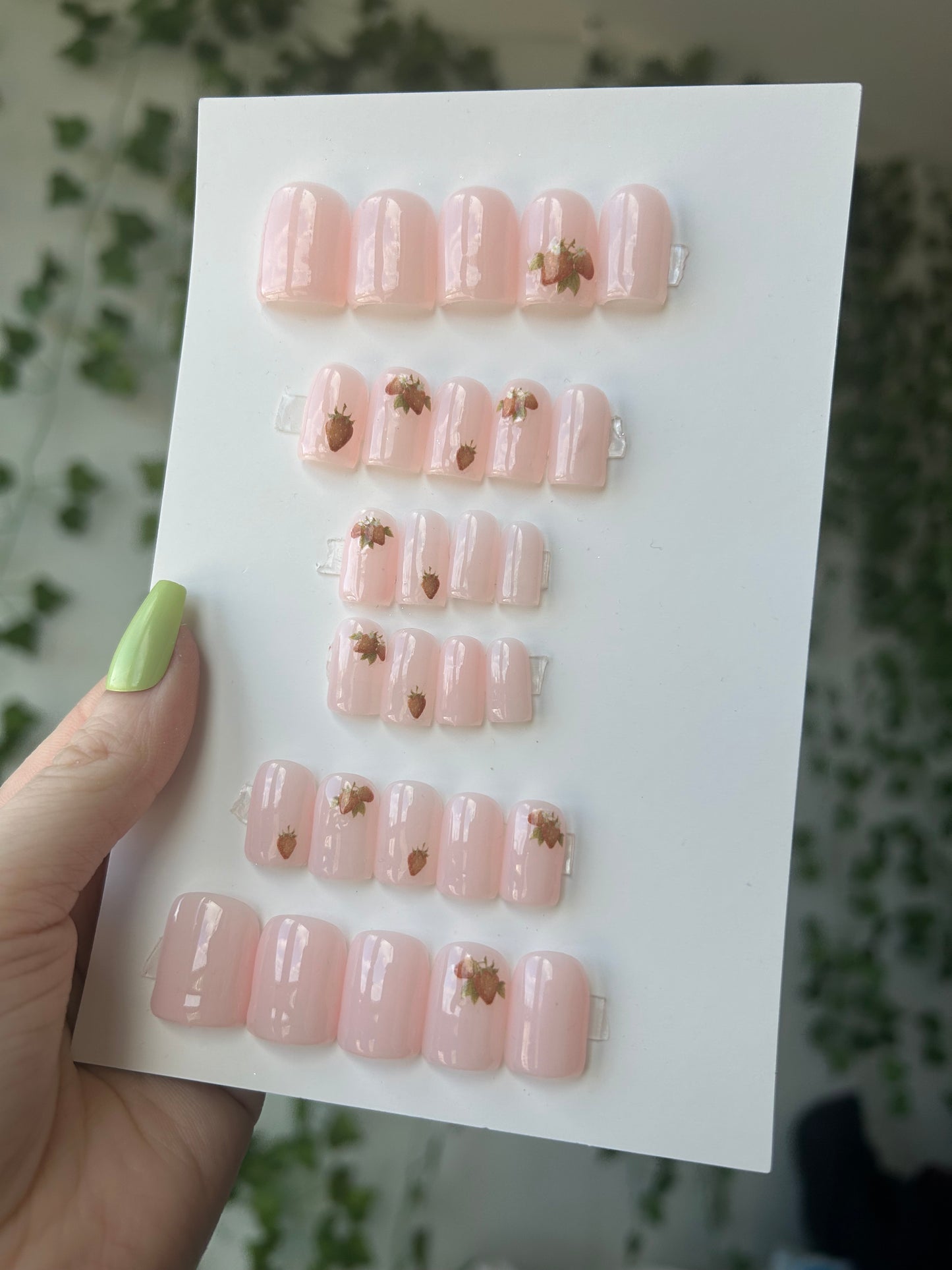 Strawberry accents🍓 extra short coffin one size fits all