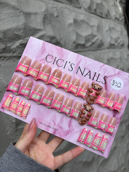 Plaid Monkey Duck nails💕🙉☘️ midlength Duck nails