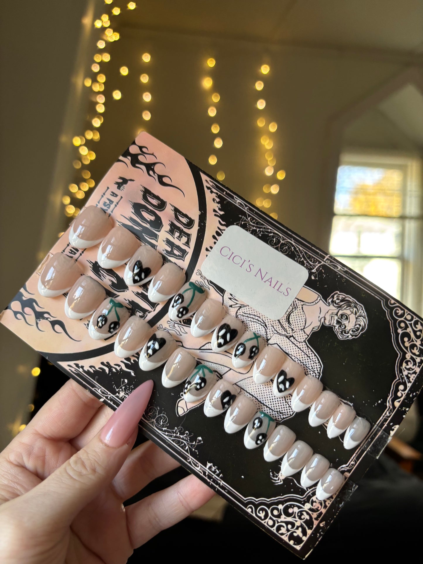 Cherry skulls💀 extra short almond one size fits all
