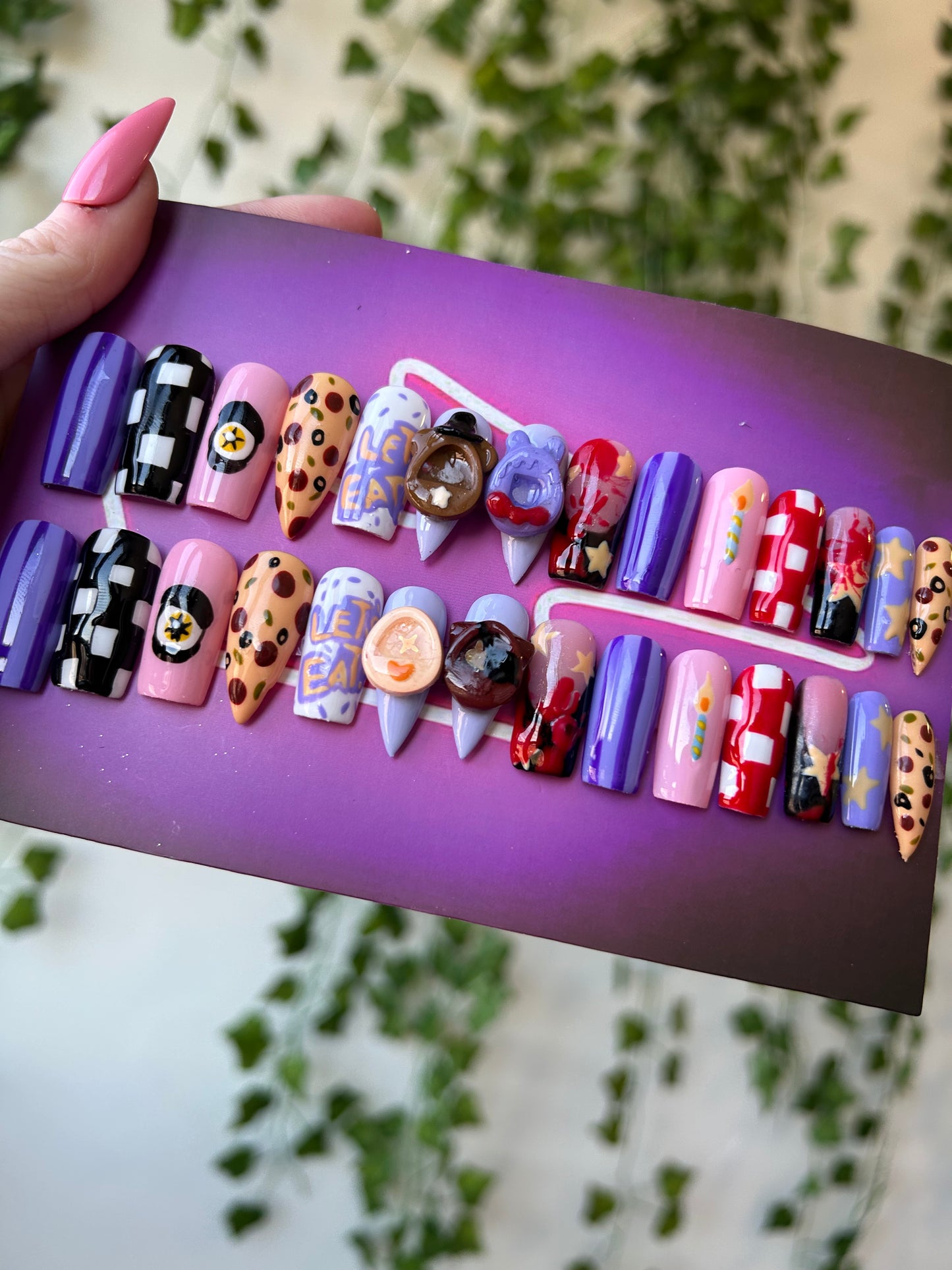 FNAF tamagotchi 🧸🍕 medium square & medium stiletto one size fits all
