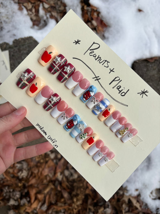 Peanuts & plaid 🍎❄️🐶 medium coffin