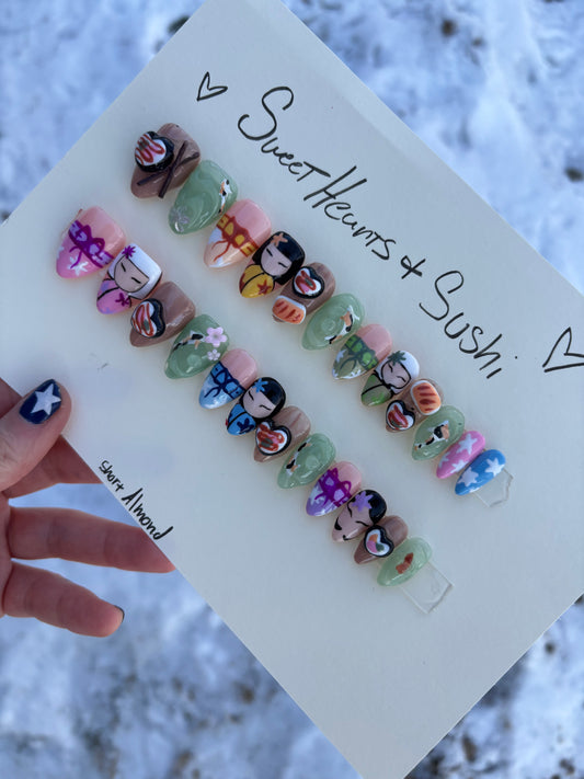 Sweethearts & Sushi🍣🌸 short almond