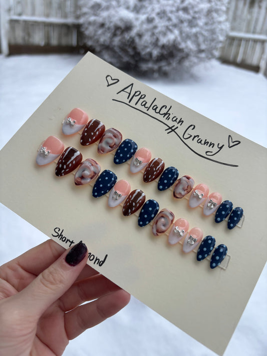 Appalachian Granny 💙🎀🦌 short almond