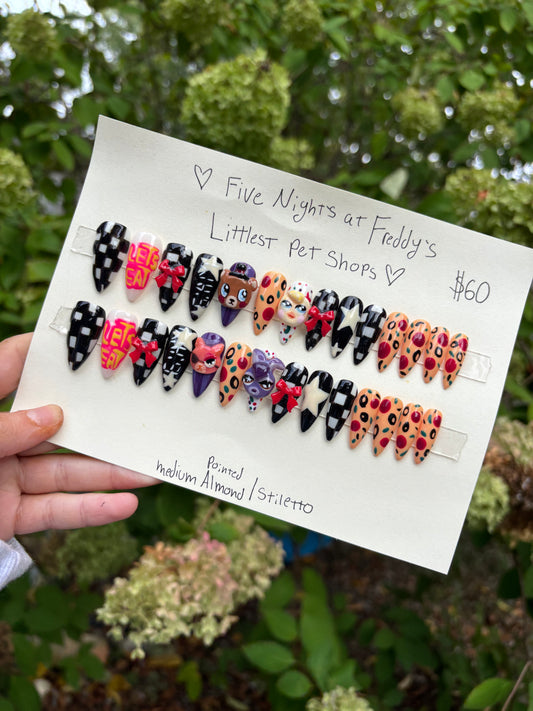 FNAF LPS inspired🍕🩸⭐️ medium pointed almond/stiletto