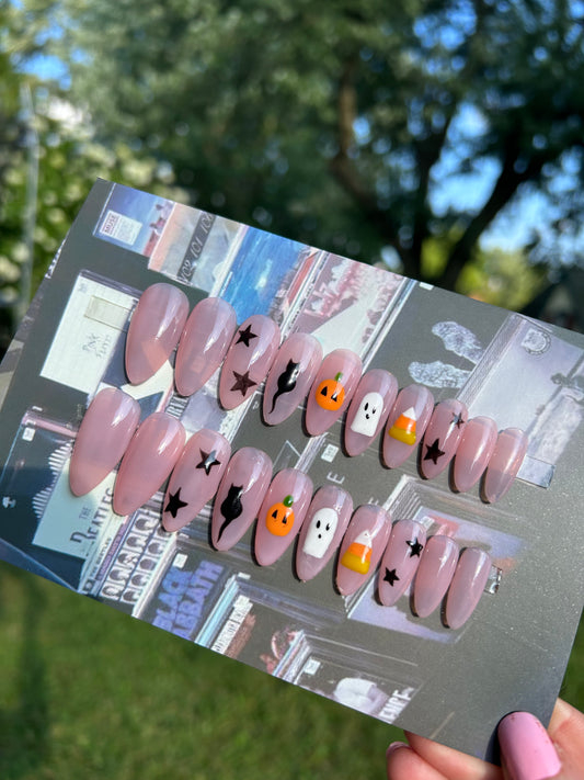 Halloween stickers👻🎃 medium almond one size fits all