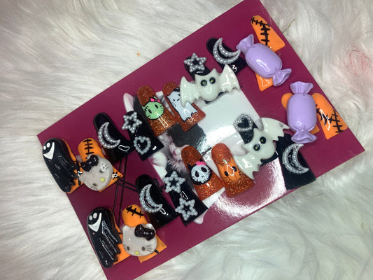 Spooky Kitty🎀🖤🎃 Duck Nail 20 piece